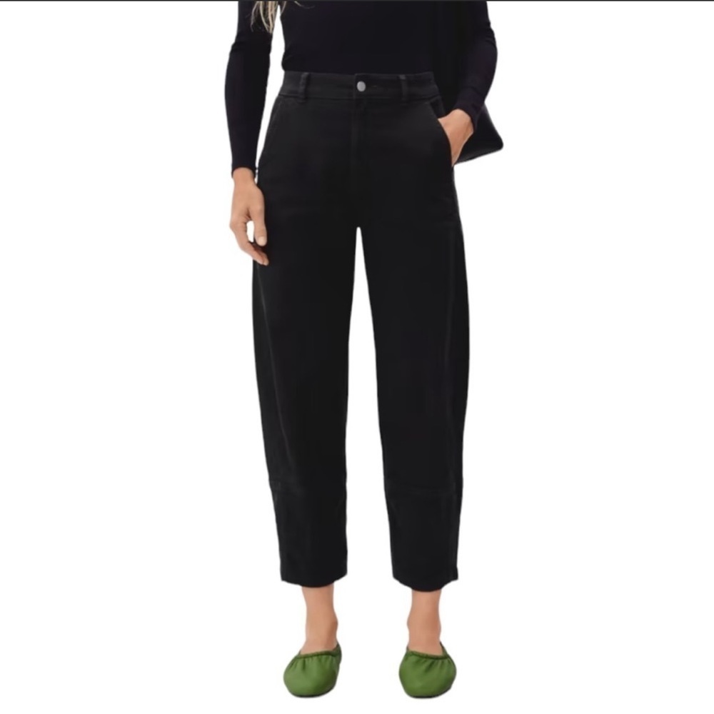 NEW EVERLANE The Utility Barrel Pant High-Rise Crop‎ in Black Size 000T Tall